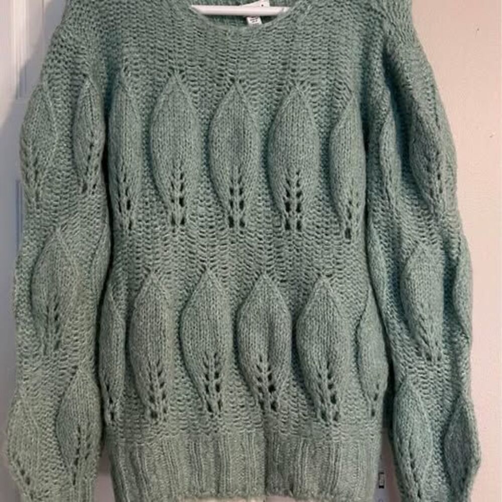 NWT Topshop Sage Green Chunky Knit Sweater Large 12